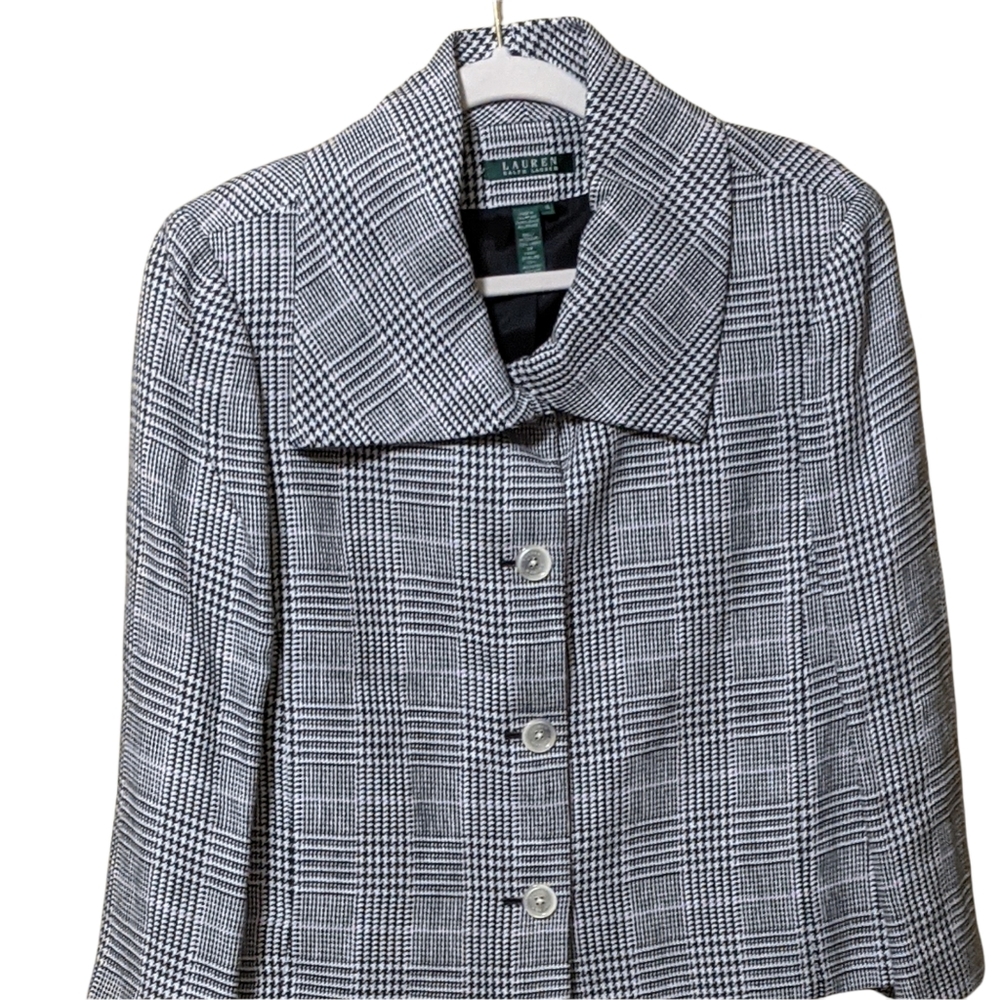 Ralph Lauren LRL linen plaid blazer jacket career boxy oversized collar … - Picture 8 of 12